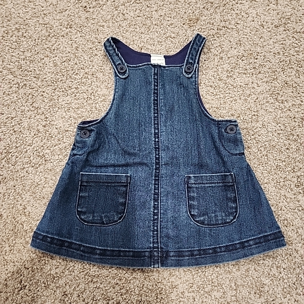 Carter's Baby Girl Denim Overall Jumper Dress Sz 6 Months Blue Casual Pockets